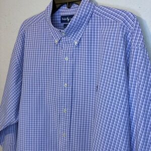 Ralph Lauren Blake Mens Shirt Button Down Blokecore Plaid Blue Cotton Size XL